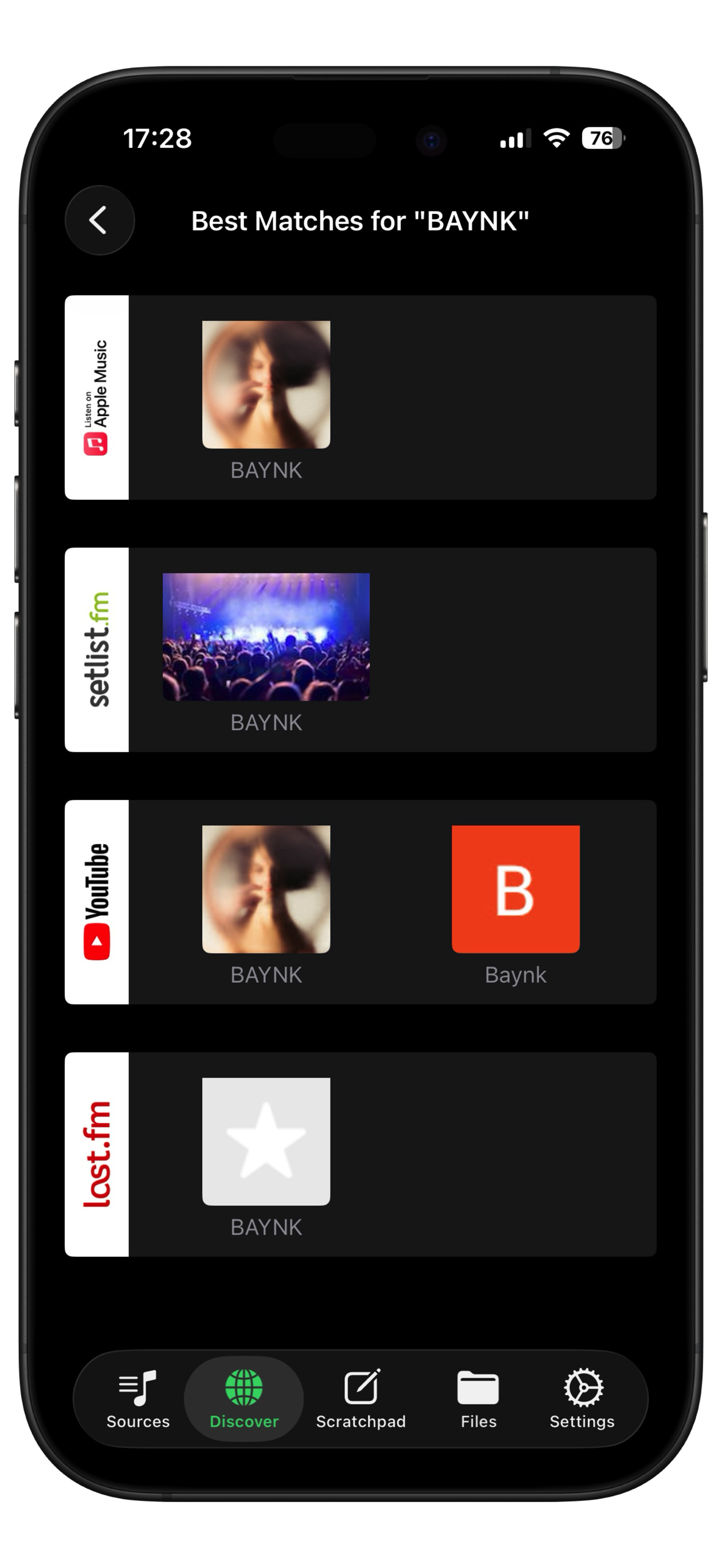 Playlisty playlist preview and matching screen
